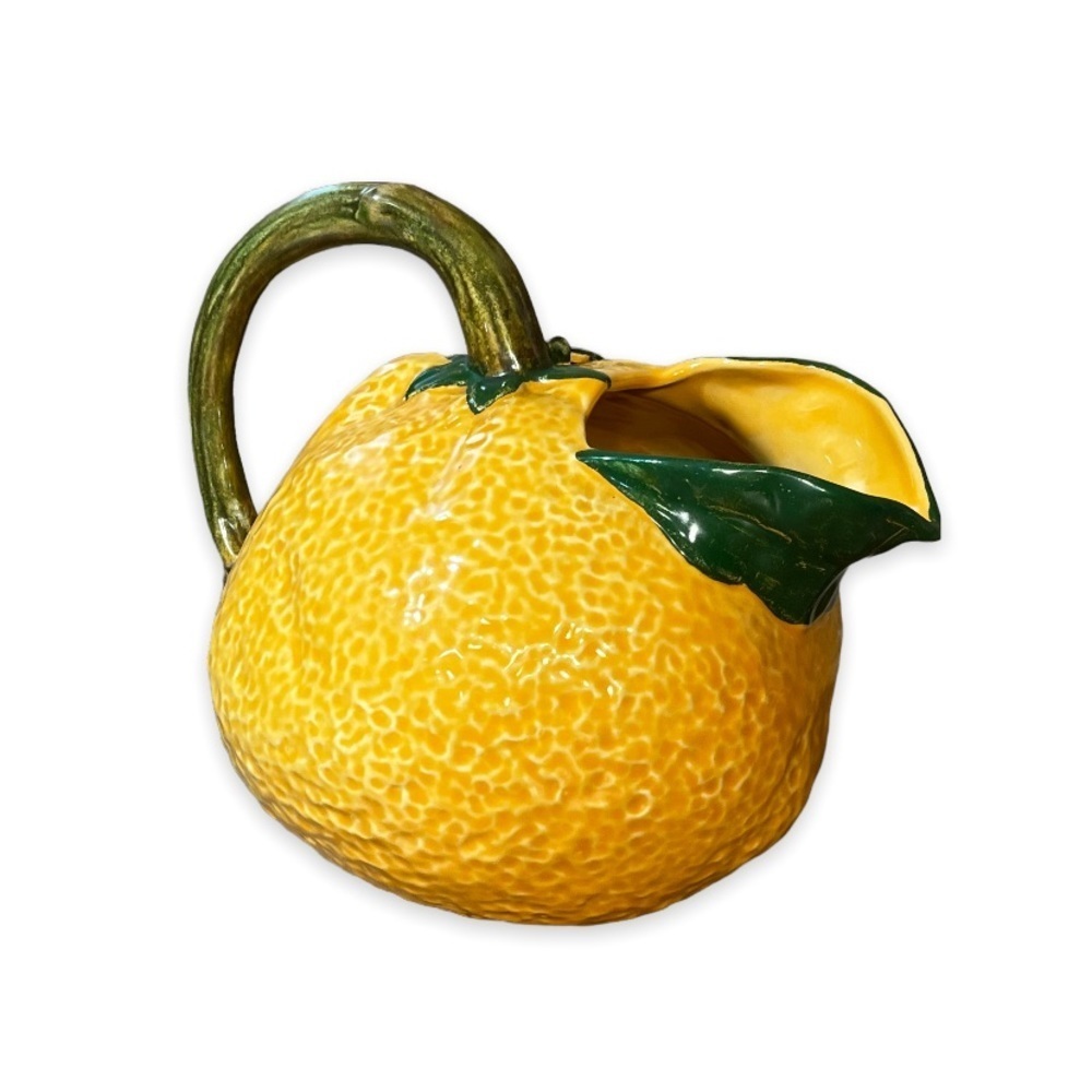 Orange Shaped Pitcher Decorative Water Pitcher Ceramic Glazed Inside Vintage